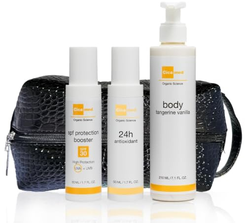 Cicamed Stressed Skin Relief Kit - hudvårdskit med SPF 30 solskydd för ansiktet, ansiktskräm för torr hud och återfuktande body lotion - after sun och daglig återfuktning - Tillverkad i Sverige