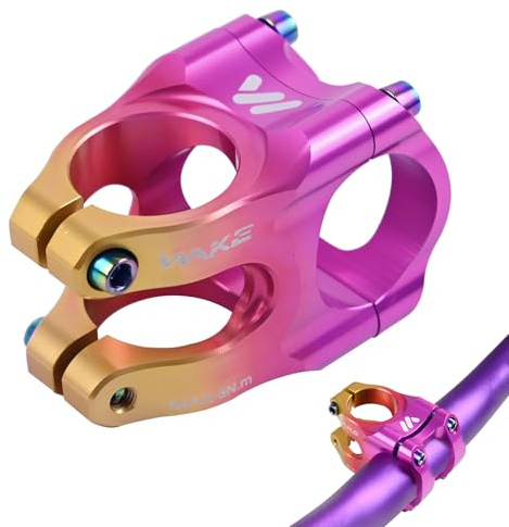 ROADNADO Bike Stem 31.8mm Handlebars 35mm Short MTB Stem Aluminum Alloy CNC Lightweight Bicycle Stem for MTB, BMX, Mountain Bike, Road Bike (Pink Gold)