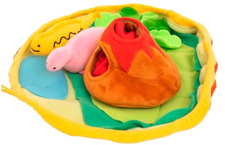 Pälsiga fabler interaktiv hundleksaksset, vulkanön snuffelmatta med pipande dinosaurier, husdjur jakt spel