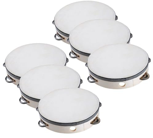 Tambourine för kyrka | 15 cm slagverk handtamburin – 6 stycken slagverk för skola/ hemma dans yoga