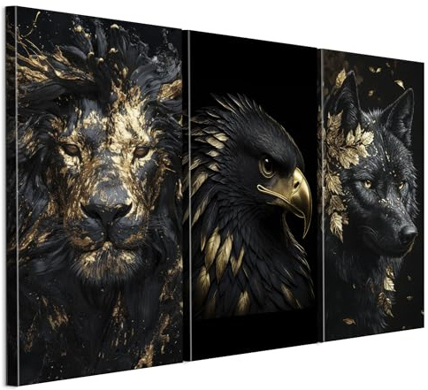 LUMASOUL Quadri Moderni Soggiorno - Quadri Camera da Letto Motivo Animale - Poster da parete con cornice in legno e telaio - Stampe da Parete 90x60 cm Moderno