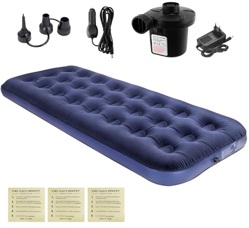 Anesty Luftmatratze Selbstaufblasend Luftbett Set, Camping Luftbett 1 Person mit integrierter Luftpumpe Tragbare Aufblasbare Matratze Ideal für Reisen, Outdoor und Gäste