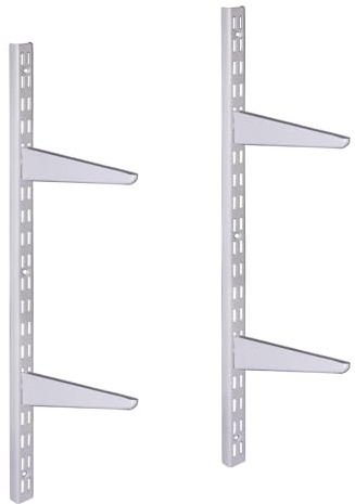 EAI Twin Slot Shelving Kit 4x320mm Brackets 2x430mm Uprights Heavy Duty Steel Wall Mounted Shelving System - White