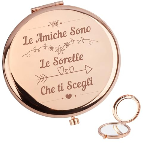 Regalo Amica Specchio Compacto, regalo per migliore amica Compacta Specchio Trucco Regali Originali Per Amiche San Valentino, Natale, Compleanno, Regali Amiche, Ingranditore x1 / x2