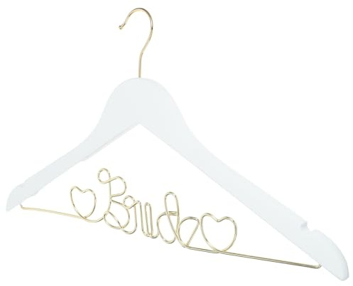 TOYZFRIENDY Gruccia per Abito da Sposa in Legno Massello Design Decorativo in Filo Metallico a Forma di Sposa Appendiabiti Antiscivolo per Matrimonio Accessorio Elegante per Cerimonie e