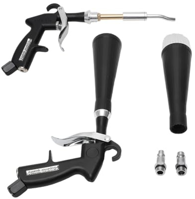 Rengöringspistol med tryckluft, automatisk torr utblåspistol med munstycke och borste, högtryck luftpistol spraypistol aluminiumlegering tryckluftspistol för kompressor, snabbt avlägsnar smuts och