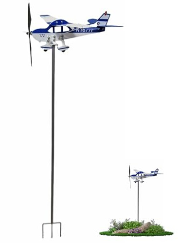 Veleta de avión: Metal, Molino de Viento de avión, medición | Pantalla de dirección del Viento de fácil Montaje, Veleta de jardín para decoración de Patio, azotea y jardín