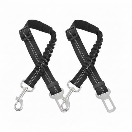 2 Ceintures de Sécurité pour Chien en Voiture - Laisse de Voiture Antichoc Élastique Réglable Réfléchissante avec Clip Rotatif 360° et Attache Universelle pour Tous Véhicules