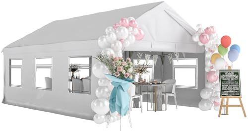 Outsunny Tendone per Feste 4x6 m con Pareti Laterali Gazebo UV30+ Bianco