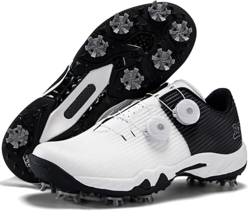 PIzrgm Zapatos de Golf Profesionales para Hombre Impermeables, con Clavos, Antideslizantes, Ligeros y Aptos para Golf Entrenamiento al Aire Libre