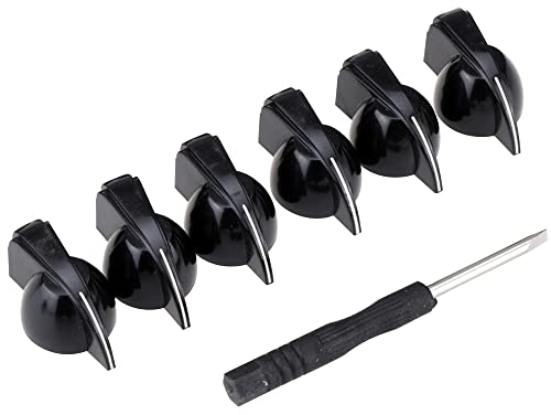 Musiclily Pro Imperial Zoll Größe Gitarrenverstärker-Effektpedal Potiknopfe Chickenhead Pointer Knobs, Schwarz (6er Set)