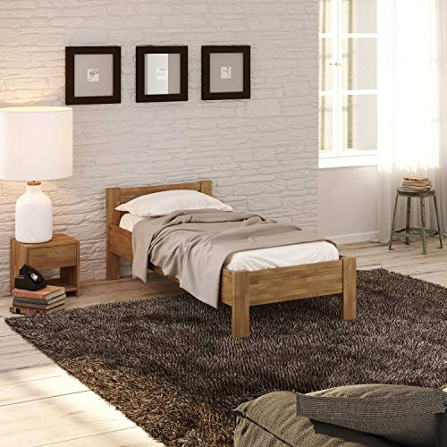 Krok Wood Seniorenbett SiSi aus Massivholz (Eiche, 90 x 200 cm + Nachttisch)