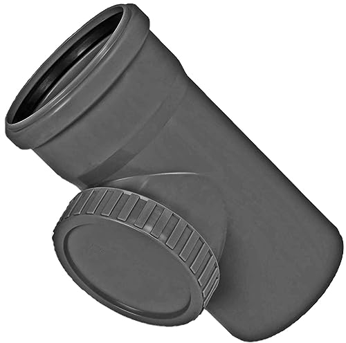 MegaHaustechnik HT Reinigungsrohr Außendurchmesser 50mm 5,0cm DN50 mit Steck Muffe + Gummi Dichtung Kanalrohr Abwasser Abfluss Leitung Lüftung Kunststoff PP grau Öffnung Deckel Verschluss
