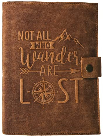 Travel Journal Series by Modest Goods - Refillable Leather Cover and A5 Notebook - Travel Accessories for Men & Women - Great for Traveler Adventure Journal, Vacation Scrapbook, Planner (NAWWAL)