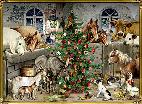Wand-Adventskalender – Nostalgische Weihnachten bei den Tieren im Stall