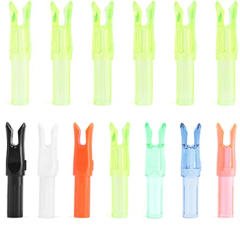 AMEYXGS 50 Stück Bogenschießen Pfeilnocken Geschwindigkeits Pfeil Nock Kunststoff Nocken Insert Pfeilschwänze für ID 6,2 mm Carbonpfeile Zielübungen für Schnelles Schießen (Hellgelb)