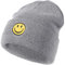 SONMONY Smile Face Beanie-Mütze für Damen und Herren, Winter-Strickmütze, weiche Bündchen, warmes Lächeln, Dehnbare Beanie-Mütze, GRAU, Einheitsgröße