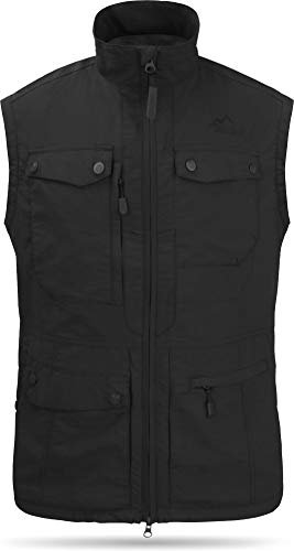 normani Sommer Outdoor Weste mit Sonnenschutz 50+ mit 9 Taschen und Netzinnenfutter Farbe Dunkelschwarz Größe 3XL