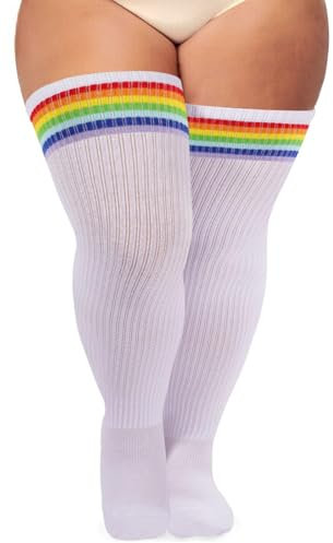 Ancrina Plus Size Thigh High Socks for Women Thick Thighs Cotton Knit Extra Long Over the Knee Leg Warmer