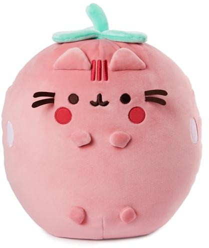 GUND Pusheen Strawberry Scented Squisheen Plush, Squishy Toy Stuffed Animal for Ages 8 and Up, Pink, 11”