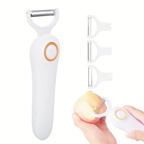 Topyond Éplucheur électrique Pomme De Terre Pomme Ail Légumes Orange éplucheur Portable USB Rechargeable Fruits Légumes éplucheur avec 3 Têtes De Coupe Outils De Cuisine pour la Maison