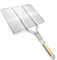 Grillguthalter mit Holzgriff | BBQ Grillkorb für Fischgemüse Steak Garnelenkoteletts | 40,5 x 33 cm Grillgitter aus Metall | Gemüsekorb Burger Grillwender | Grilling Basket | Grill Rost zum Grillen