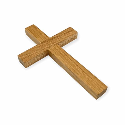 WOODYGIFT Wandkreuz Holz 24x15 cm – Kreuz zum Aufhängen aus Eichenholz - Jesus Kreuz Deko für Zuhause - Kruzifix Wandkreuz als Geschenk für Religiöse Anlässe