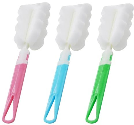 3 PCS Sponge Bottle Brushes, Soft Sponge Foam Bottle Brush Dishwashing Foam Cleaning Brushes Long Sponge Bottle Cleaning Brushes for Cups Mugs Kettles Wine Glasses and Baby Bottles