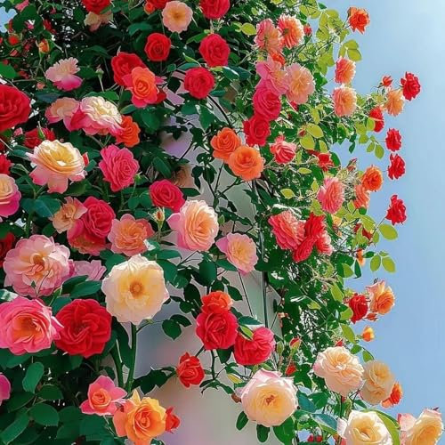 1000 gemischte Kletterrosensamen, winterhart, robust & duftend–Rosen in verschiedenen Farben erblühen & schaffen eine farbenfrohe Umrandung, die Ihrem Garten & Balkon romantischen Charme verleiht