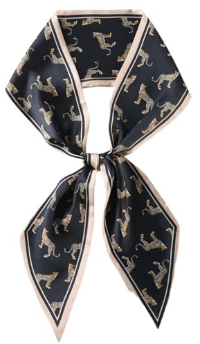 MINIDORA Satin Scarves for Women 59× 5.9 inches Elegant Silk Feeling Scarf for Bag Headwrap Lightweight Neck Tie A-006 Black