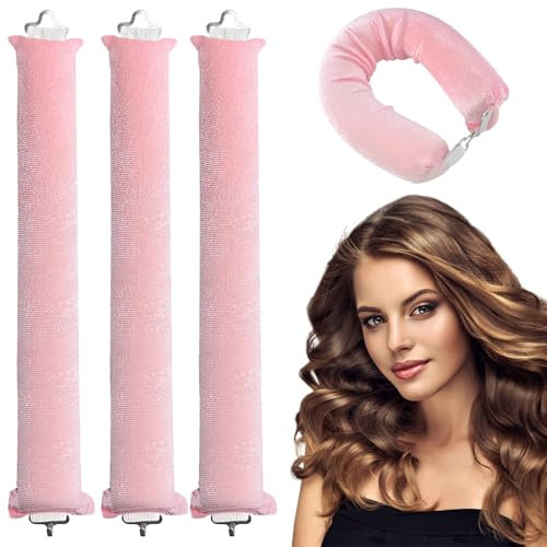 3 pezzi di bigodini senza calore, bigodini per capelli senza calore, bigodini flessibili per capelli, bigodini arricciacapelli senza calore, bigodini arricciacapelli flessibili per capelli(rosa)