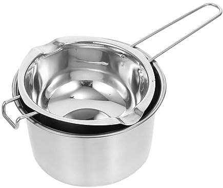 Ipetboom Olla Para Baño María y Chocolatera Acero Inoxidable Grande 600ml Resistente Al Calor Para Derretir Cera y Queso Uso Set 2 Piezas