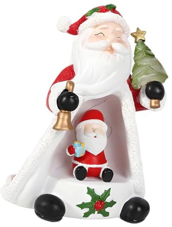 zuousxbs Figurine Résines Père Noël Complexe avec des Arbres Noël LED Chapeau pour Les Festives Décoration À Maison Figurine LED