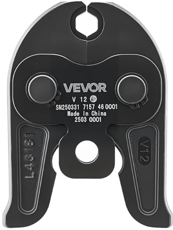 VEVOR Mordaza de Prensado 12 mm para Tubos de Acero Inoxidable Tipo V, de Acero Cementado de Alta Resistencia, Compatibles con Herramientas de Prensado Estándar, 148 x 110 x 39 mm, 1 ud, Negro