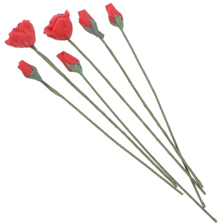 PartyKindom 6Pcs Mini Rose Artificial Flowers for Dollhouse Decoration Realistic Floral Arrangement Models Mixed Style Miniature Fake Rose Decors for Fairy Garden Crafting and Dollhouse