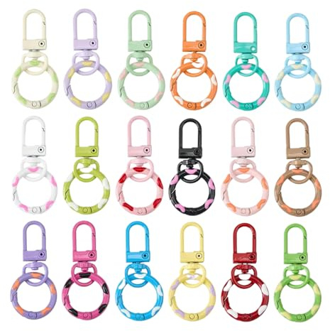 Sghtil Piccoli Per Artigianato, Anelli Di Chiave Portatile Con Molla - Anelli A Molla 18 Pezzi Colori Assortiti per Borsa Pendente Portafoglio Zaino Braccialetto Artigianato