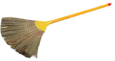 CONGARTENO Natural Handmade Sorghum Grass Broom with Detachable Handle, Gentle Dust Sweeping Brush for Indoor and Outdoor Yard, Patio, Garden Cleaning, Household Courtyard Use