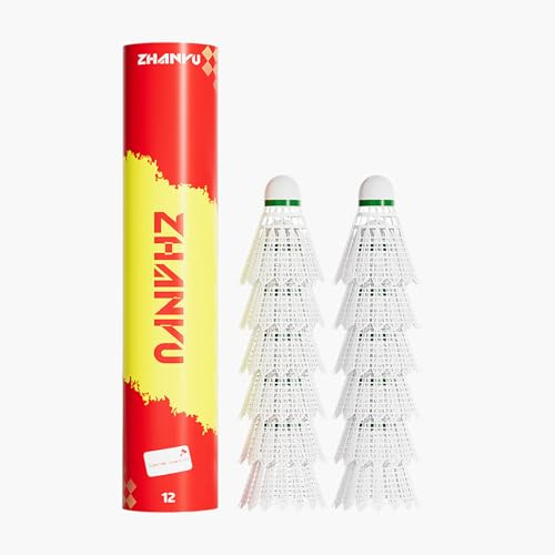 ZHANYU Palline da badminton, in nylon, resistenti al vento, di qualità professionale, confezione da 12, adatte per il tempo libero, allenamento professionale e fitness quotidiano