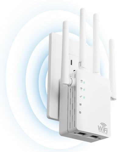 WiFi Extender，WiFi Extenders Signal Booster - WiFi Repeater with 12880 Sq.ft Coverage 105 Devices，with 1200Mbps Dual - Band 2.4G&5G，1-Tap Setup，Supports Ethernet Port,Faster Speed