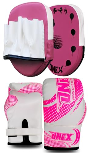 Toddler Boxing Set – Soft Boxing Gloves & Focus Pads for Ages 2-5 | Mini Training Kit for Boys & Girls | Safe, Non-Toxic Padding for MMA, Muay Thai & Kickboxing Practice (Pink/White)