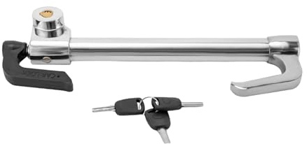 Gancio per volante, 35-85 cm, antifurto, universale, estensibile, doppio cilindro di chiusura con 3 chiavi, blocco a pedale, immobilizzatore per auto, SUV, camper