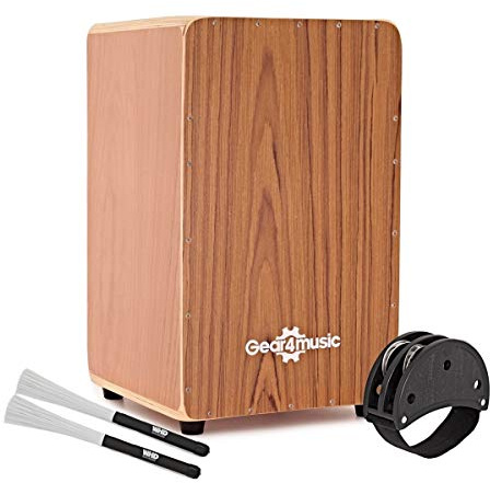 Cajon från Gear4music, Teak, med Väska och Tillbehör