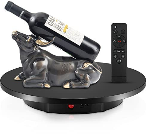 Aomdom Plateau Tournant Electrique, Table Tournante Rotative électrique Rechargeable, 360° Affichage Rotatif du Produit, Vitesse Réglable Direction, Charge 100 kg, diamètre 42 cm