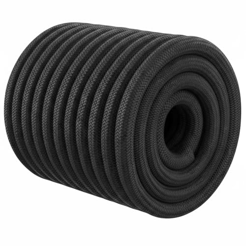 Double Braided Arborist Rope - 1/2 Inch x 100 Feet Polyester High Strength Climbing Rope for Tree Work, Swing, Halyard, Sailing(Black)