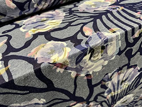 Lady K leichter Jersey-Stoff, Meterware, Rosen-Druck, Violett