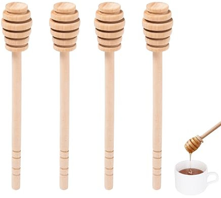 DESIOLE Mescolatore per miele in legno, 4 pezzi, 16,3 cm, cucchiaio per miele