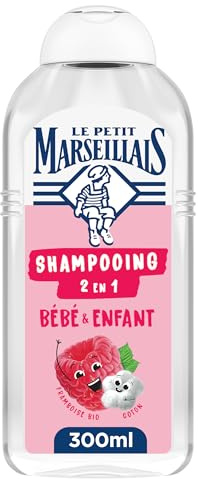 Le Pe Marseillais - Champú 2 en 1 para bebés y niños, para desenredar, frambuesa, orgánico y algodón (300 ml)