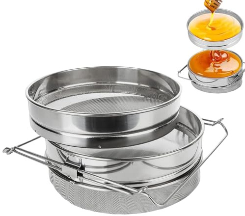 HunicandIU Estrattore di miele, colino per miele in acciaio inox, estrattore di miele, a maglia fine, accessorio multifunzionale per la raccolta del miele, attrezzatura per apicoltura regolabile per