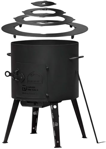 Utschak Ø40 Uchag Four à ragoût Utschag Four de camping Anneaux d'adaptation pour plaque de cuisson Kazan Cheminée Cuisine extérieure Four Barbecue Canon à goulasch Pot en fonte Four Uchak