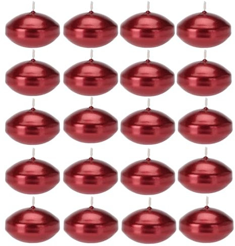 MIJOMA Lot de 20 bougies flottantes, diamètre : 4,5 cm x 2,5 cm, non parfumées, idéales pour mariage, spa, Saint-Valentin, dîner et Noël - Décoration flottante pour romantisme (rouge métallisé)